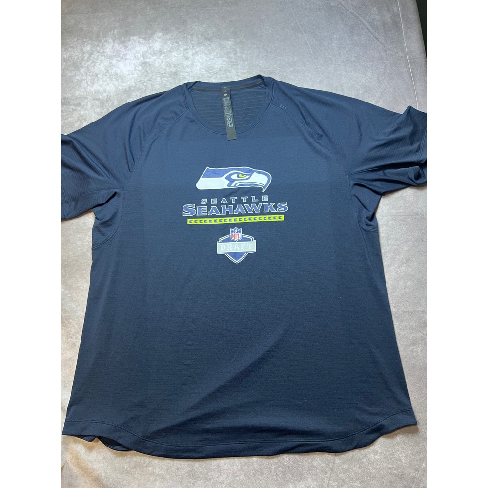 Lululemon Mens Seattle Seahawks NFL Draft Metal Vent Tech Shirt XXL Navy Blue